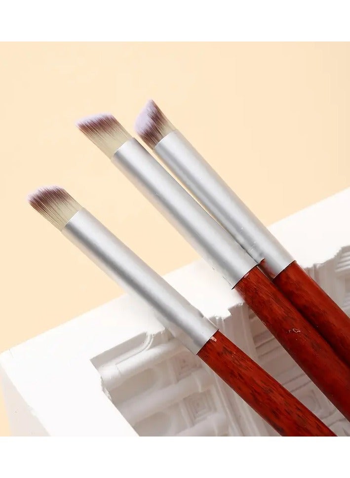 3 PCS Nail Brush Ombre Brush Pen Oblique Round Head Gradient Flash Red Wood Nail Fan