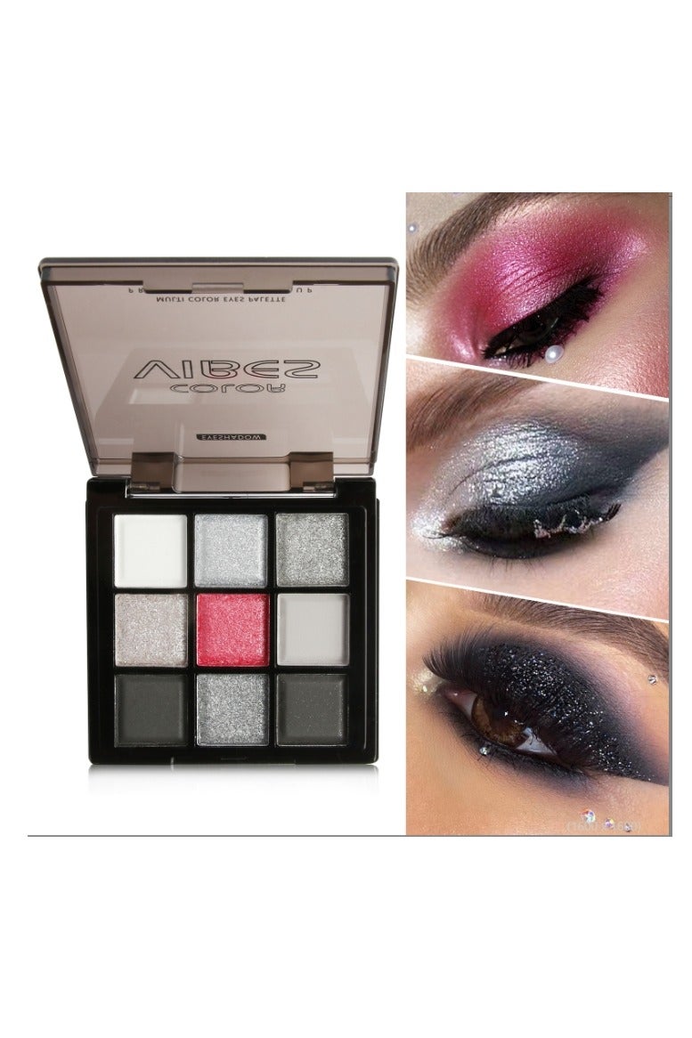 Dark Grey Shimmer Eyeshadow, Shimmer Silver Gray Palette, Blendable 9-Color Set, High Pigmentation, Long-Lasting Wear, Perfect for Creating Looks for Midnight Masquerades