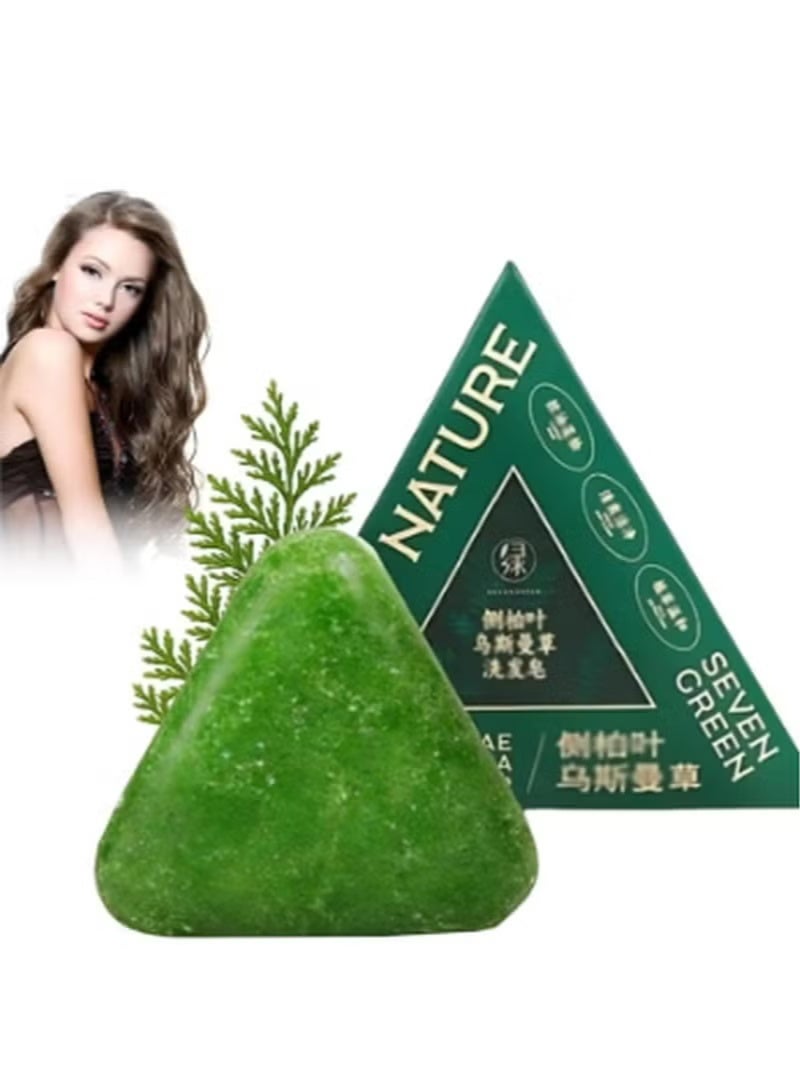 Nature Triangle Shampoo Bar, Nature Seven Green Soap Shampoo, Plant-Based Solid Shampoos Bar, Herbal Hair Care, Gentle Cleansing & Nourishing Care for Healthy-Looking Hair