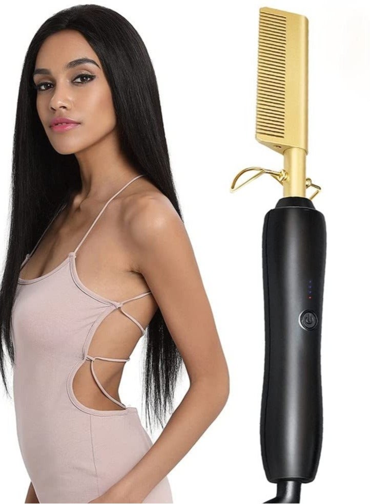 2 in 1 Hot Comb Straightener Electric Hair Straightener Hair Curler Wet Dry Use Hair Flat Irons Hot Heating Comb For Hair