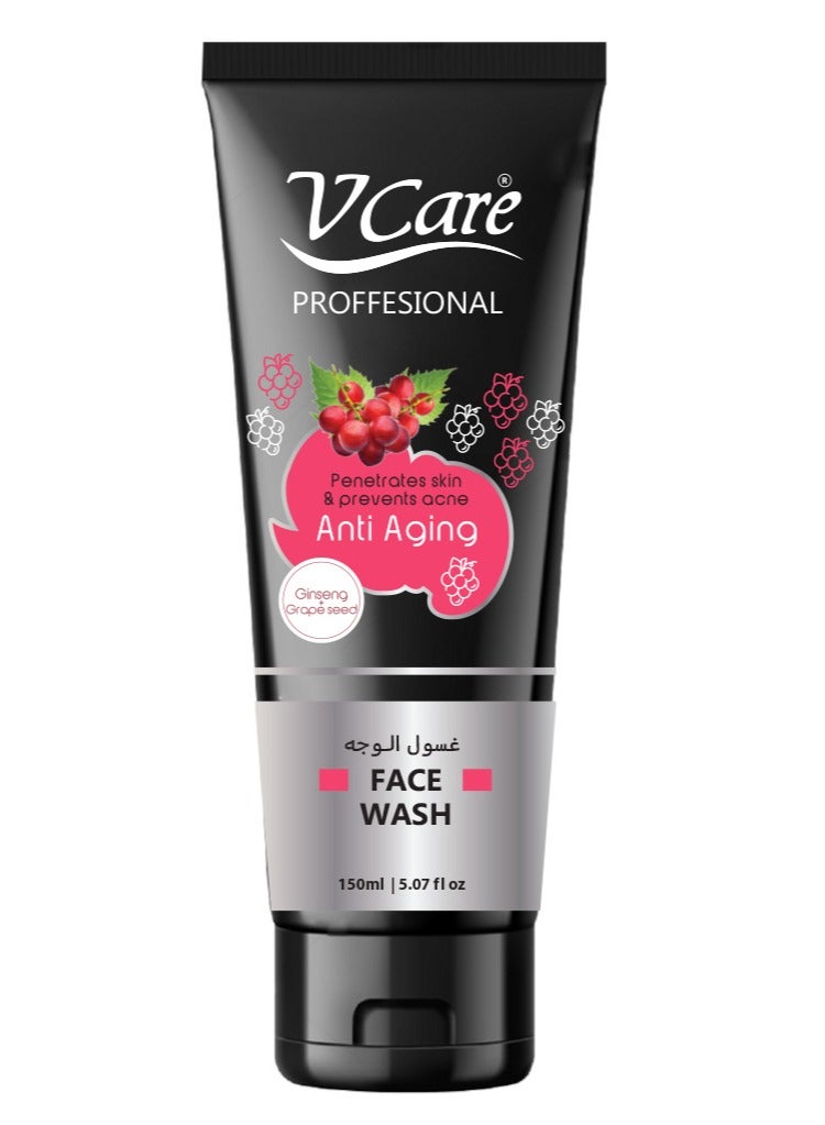 Vcare Professional Face Wash 150ml : Revitalizing formula with Ginseng & Grape Seed extracts for Radiant Skin