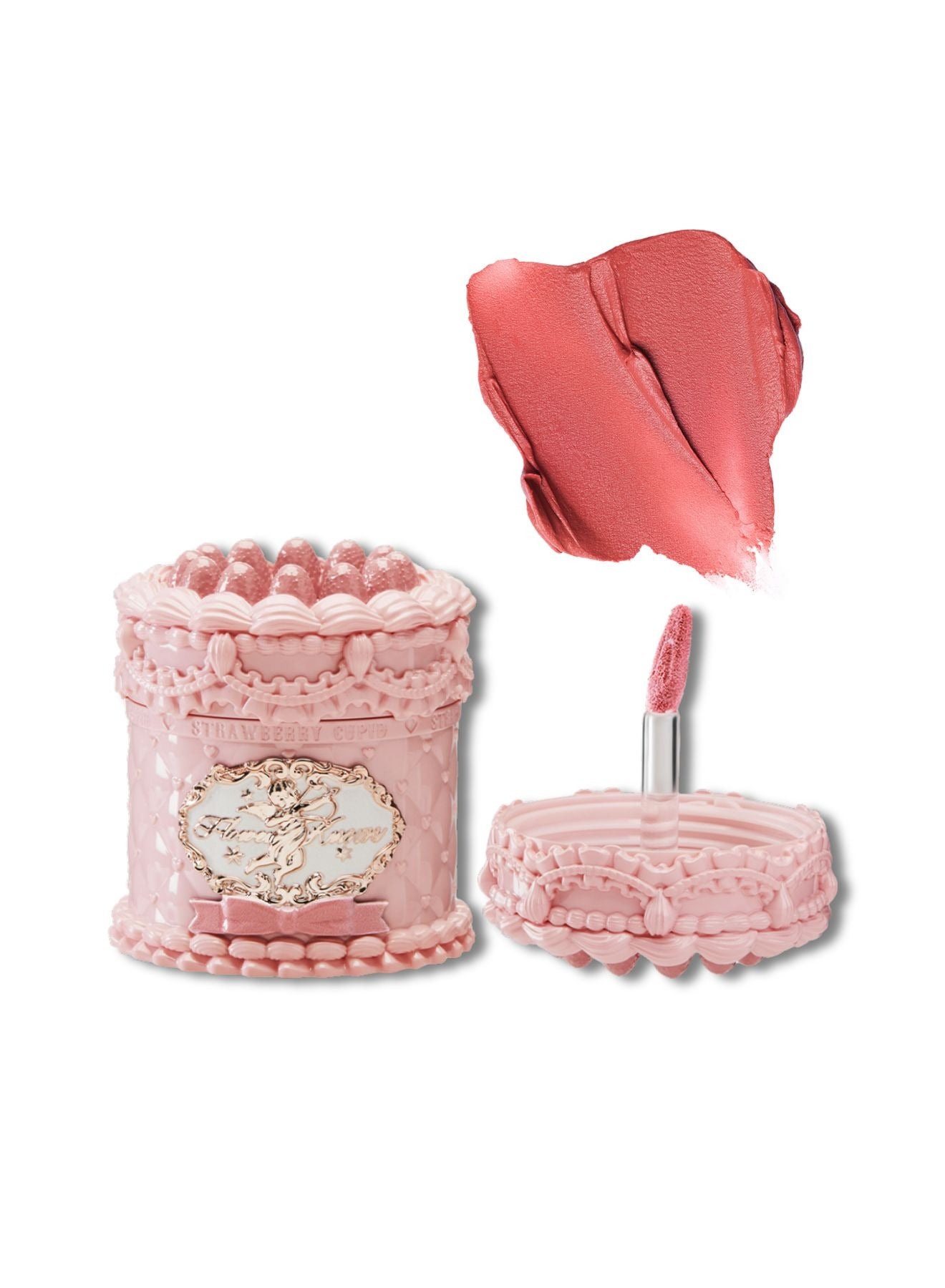 Strawberry Cupid Cake Lip Cream Hydrating Velvet Matte Lipstick Smudge-Proof Creamy Texture-V04 Meredith