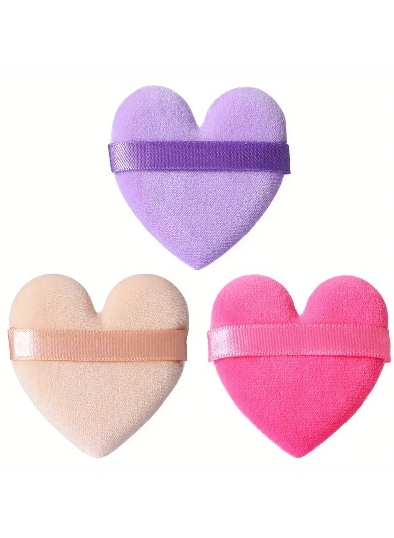 3Pcs Heart Shape Makeup Powder Puff for Loose Powder  Mineral Powder Body Powder Cosmetic Sponge Makeup Tool