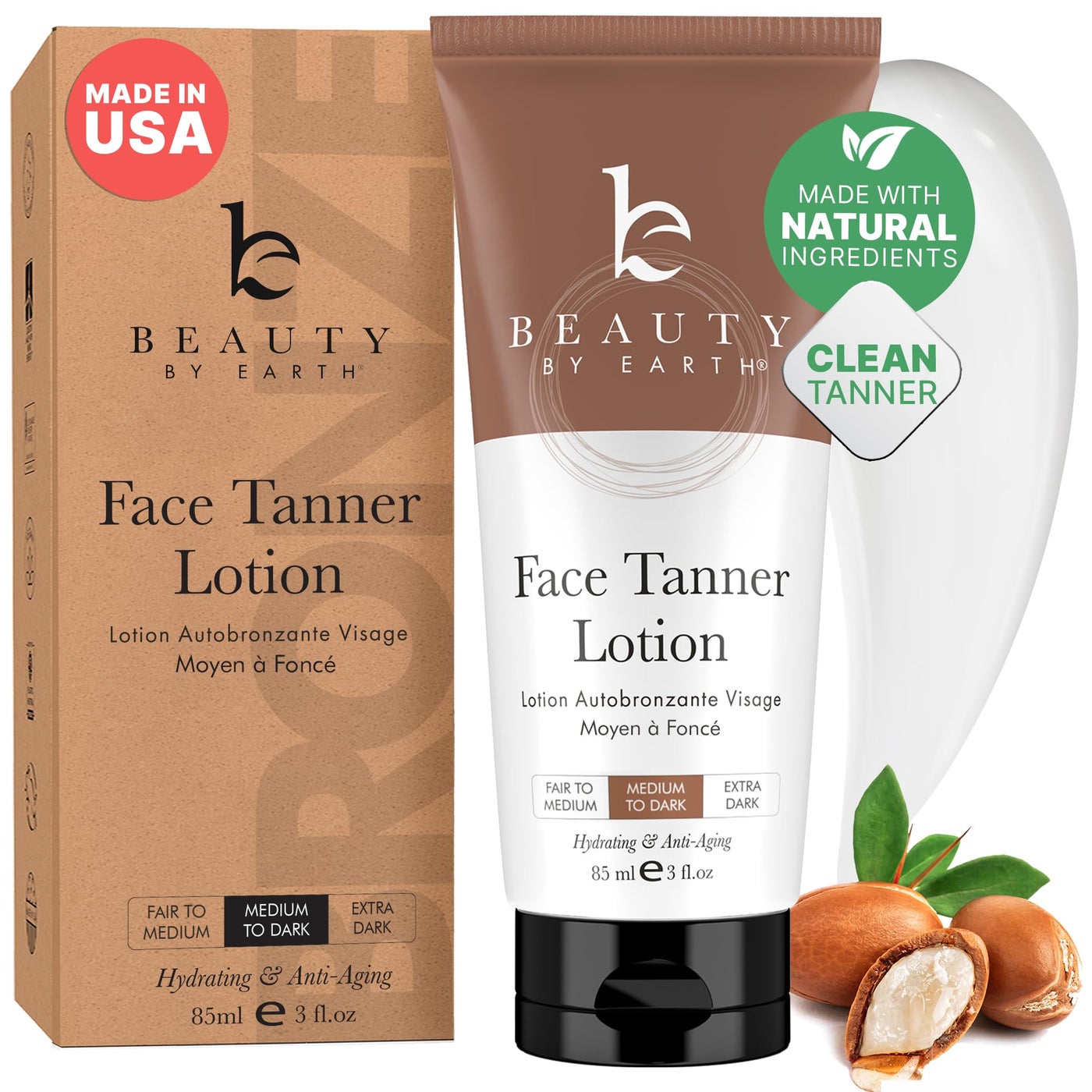 USA Made with Natural & Organic Ingredients Face Tanner - Face Self Tanning Lotion, Non Toxic Self Tanner for Face, Gradual Tan Lotion, Sunless Moisturizer for Fake Tan for Women & Men