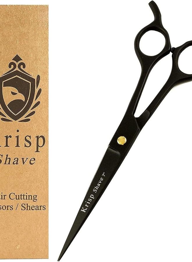Professional Hair Cutting Scissors - Krisp Shave Japanese Stainless Steel Salon Barber Scissor (7 Inch) - Shears for Men's Beard Mustache Women Kids Pets Haircut All Purpose Shear, KSP-786