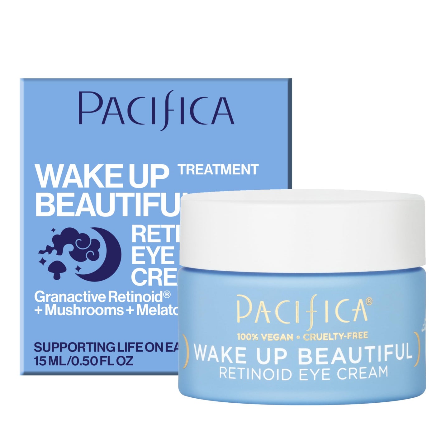 Pacifica Wake Up Beautiful Retinoid Eye Cream â€“ Anti-Aging Under Eye Cream for Fine Lines & Wrinkles, Infused w/ Retinoid, Melatonin & Mushrooms for Puffiness, Dark Circles & Eye Bags Daily Treatment