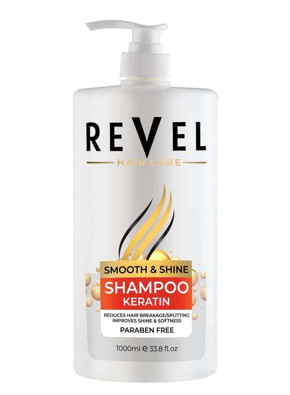 Revel Hair Care Keratin Shampoo 1000ml, Anti Hair Fall, Smooth & Shine, Reduce Breakage, For Men & Women, Shampoos, Parabens Free, sulfates Free, For All Hair Types