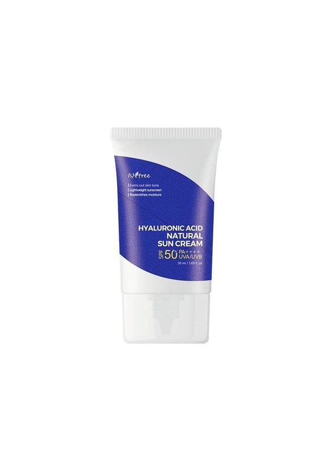 ISNTREE Hyaluronic Acid Natural Suncream SPF50 PA++++ 50ml 1.69 fl.oz | Evens out skin tone | Lightweight sunscreen | Replenishes moisture