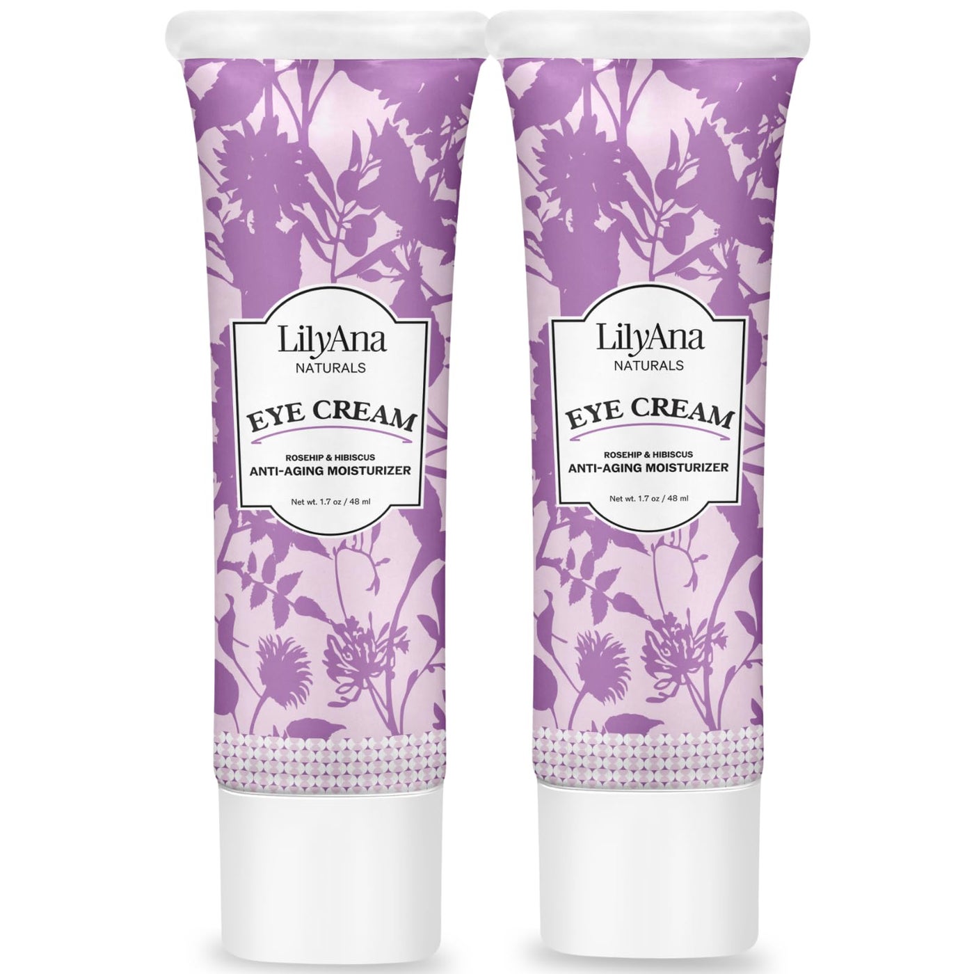 LilyAna Naturals Eye Cream for Dark Circles and Puffiness, Under Eye Cream for Wrinkles and Bags, Anti Aging helps Improve Dryness; for Sensitive Skin (1.7 Ounce, Pack of 2)
