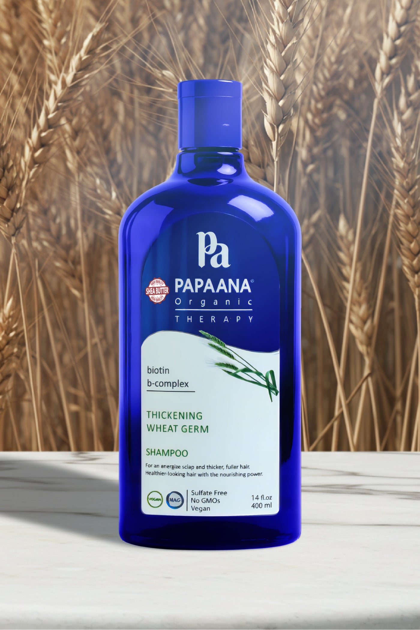 Thickening Wheat Germ Shampoo with Shea Butter – 400ml, Strengthens & Thickens for Fuller, Healthier Hair