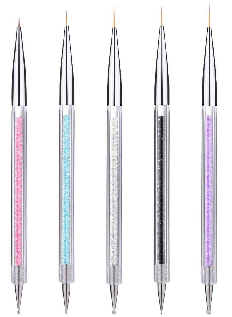 Nail Design Brushes 5 Pcs, Nail Brushes Nail Liner Brush Set Nail Art Brushes Nail Painting Brush Dotting Pen Nail Art Nail Art Design Brushes Dual-ended Painting Nail Design Brush Pen