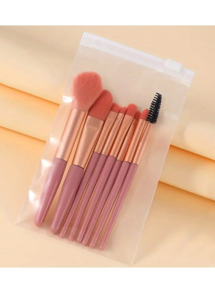 8Pcs Portable Mini Make up Brush Set with Storage Bag Soft Hair Brushed for Foundaton Eyeshadow and More Practical Beauty Tools for on the go use Brush set