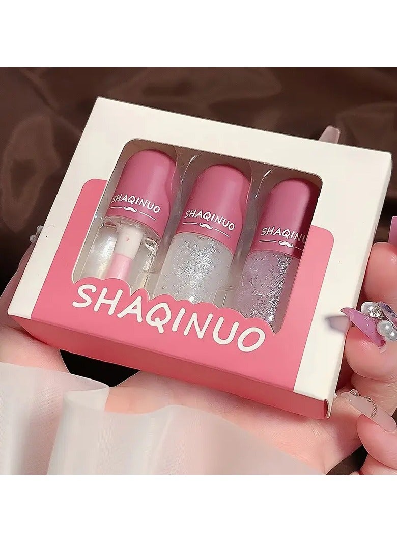 3pcs Set, Mini Fine Glitter Color Changing Lip Gloss, Moisturizing And Nourishing Tinted Lip Oil, Anti-Dry Lip Balm Lip Care Oil For Daily Makeup Valentine's Day Gifts