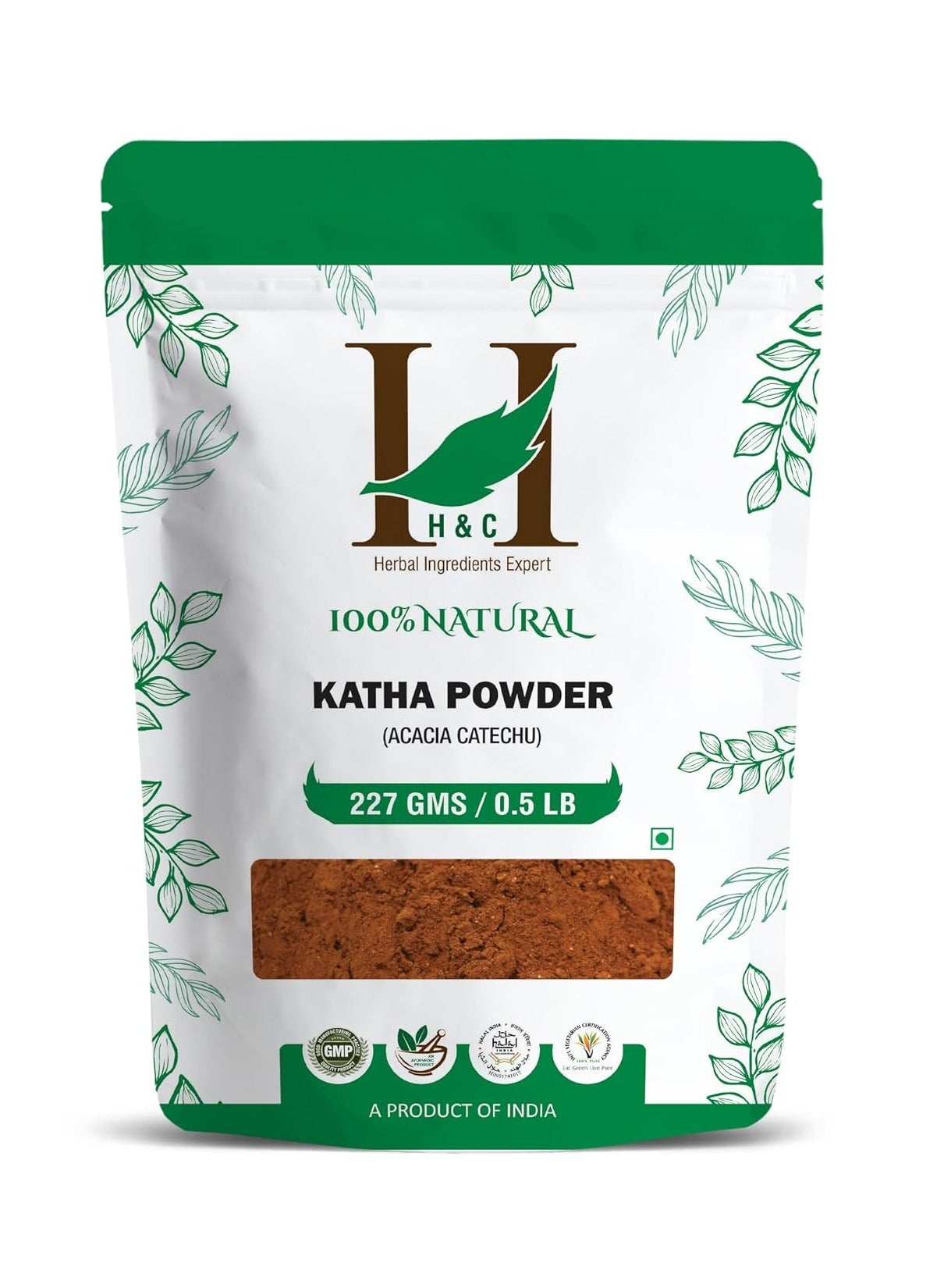 H&C Herbal Ingredients Expert Natural Katha (Acacia Catechu) Powder - 227g | Natural Herbal Hair Color For All Hair Type | Achieve Healthy and Shiny Hair Naturally