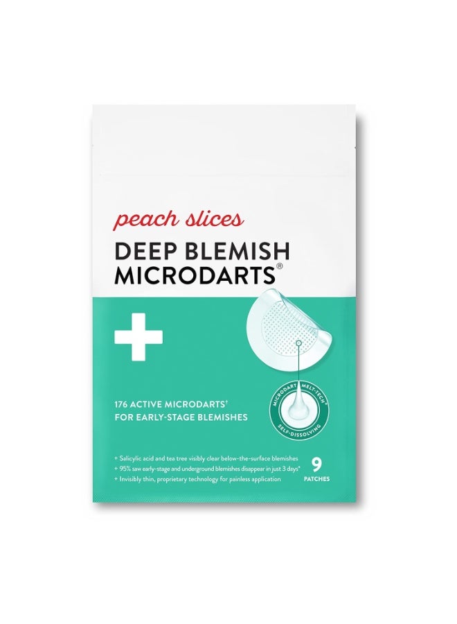 Peach Slices - Deep Blemish Microdarts (9 ct) - Early Stage Pimple Patches for Face - Salicylic Acid, Niacinamide, Hyaluronic Acid, Tea Tree Oil & Cica - Vegan, Cruelty Free, Korean Skin Care & Beauty