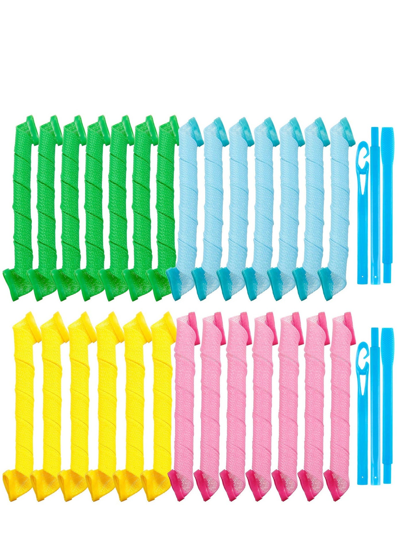 28 Pieces Heatless Curlers No Heat Spiral Curls Hair Curlers Styling Kit with 2 Pieces Styling Hooks for Most Kinds of Hairstyles Assorted Color  50 cm
