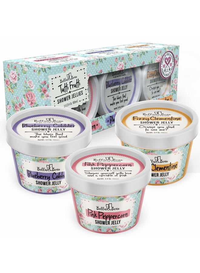 Bella & Bear Tutti Frutti Shower Jellies, Cute Gifts for Teenage Girls and Tweens, Pack of 3 x 3oz