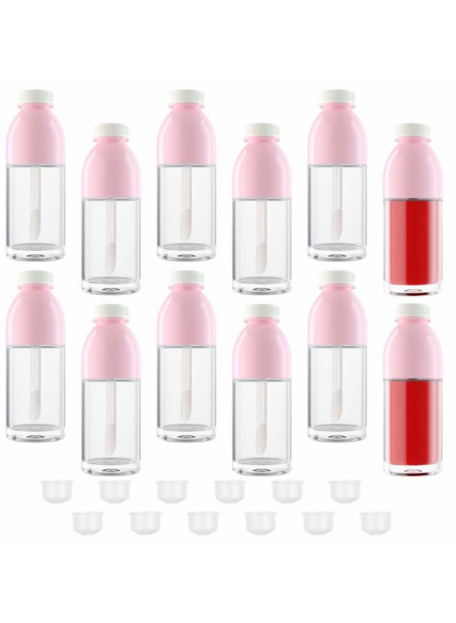 12 Pieces Cute Empty Lip Gloss Tubes, 8ML Refillable Bottle Shaped Lip Glaze Tube with Wand