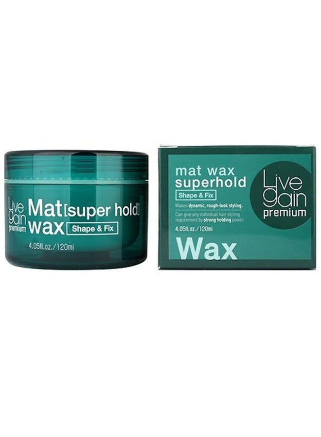 Livegain Premium Mat Wax Superhold 4.05 fl.oz.(120ml) Matte Hair wax Strong Hold