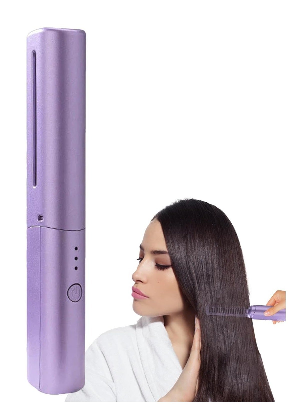 Rechargeable Mini Hair Straightener , Mini Flat Iron Hair Straightener Travel Size Rechargeable , 4000mAh Battery Straightener Brush , Portable 3 Level Hair Straightener , 4000mAh Battery Straightene