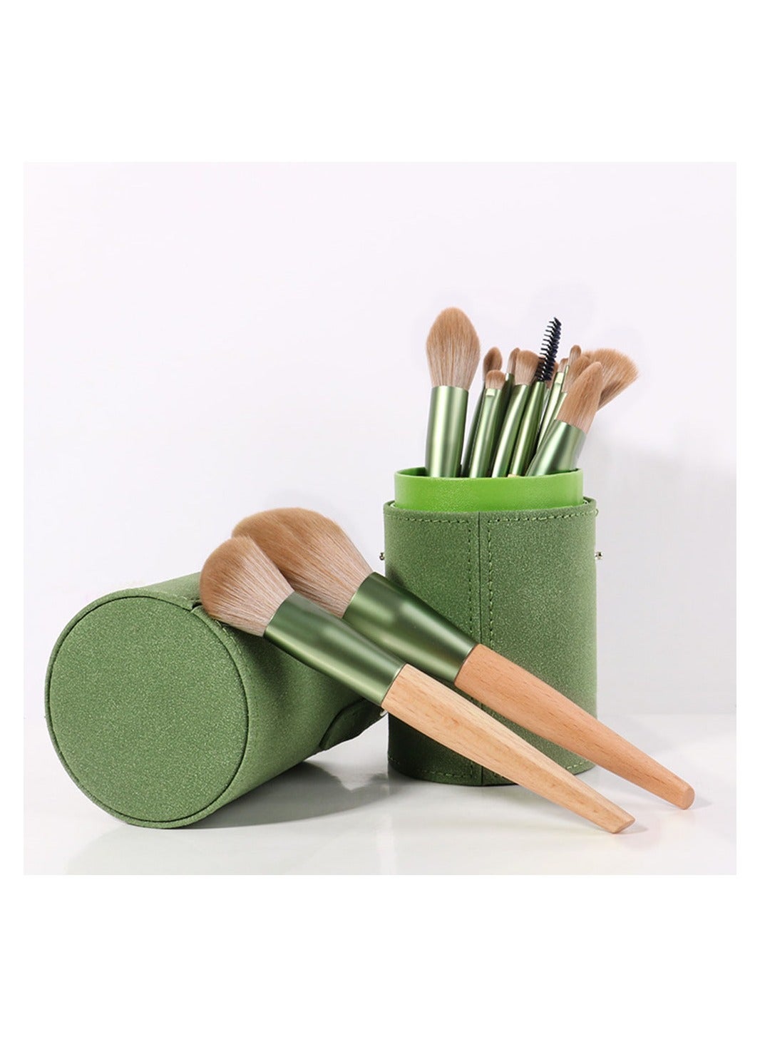 Makeup Brushes Set Eyeshadow Brush High Quality Beech Super Soft Bristles Handle Thickened Aluminum Tube Makeup Powder Foundation Highlighter Concealer Blending Eyebrow Line Spool Set Green 10pcs