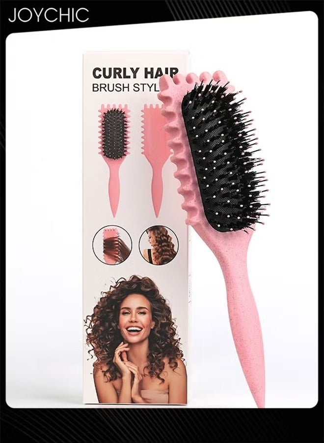 Curl Defining Brush Styling Brush Lightweight Travel Portable Hair Brush for Women Pink