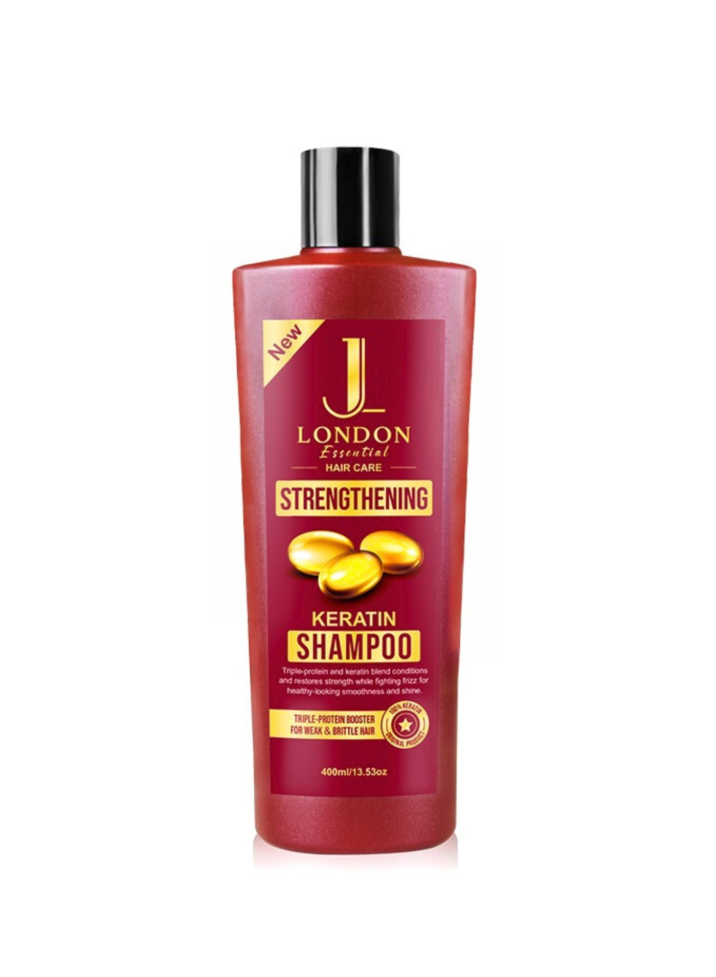 JL Essential Hair Care - Strengthening Keratin Shampoo with Triple-Protein Booster for Weak and Brittle Hair 400ml
