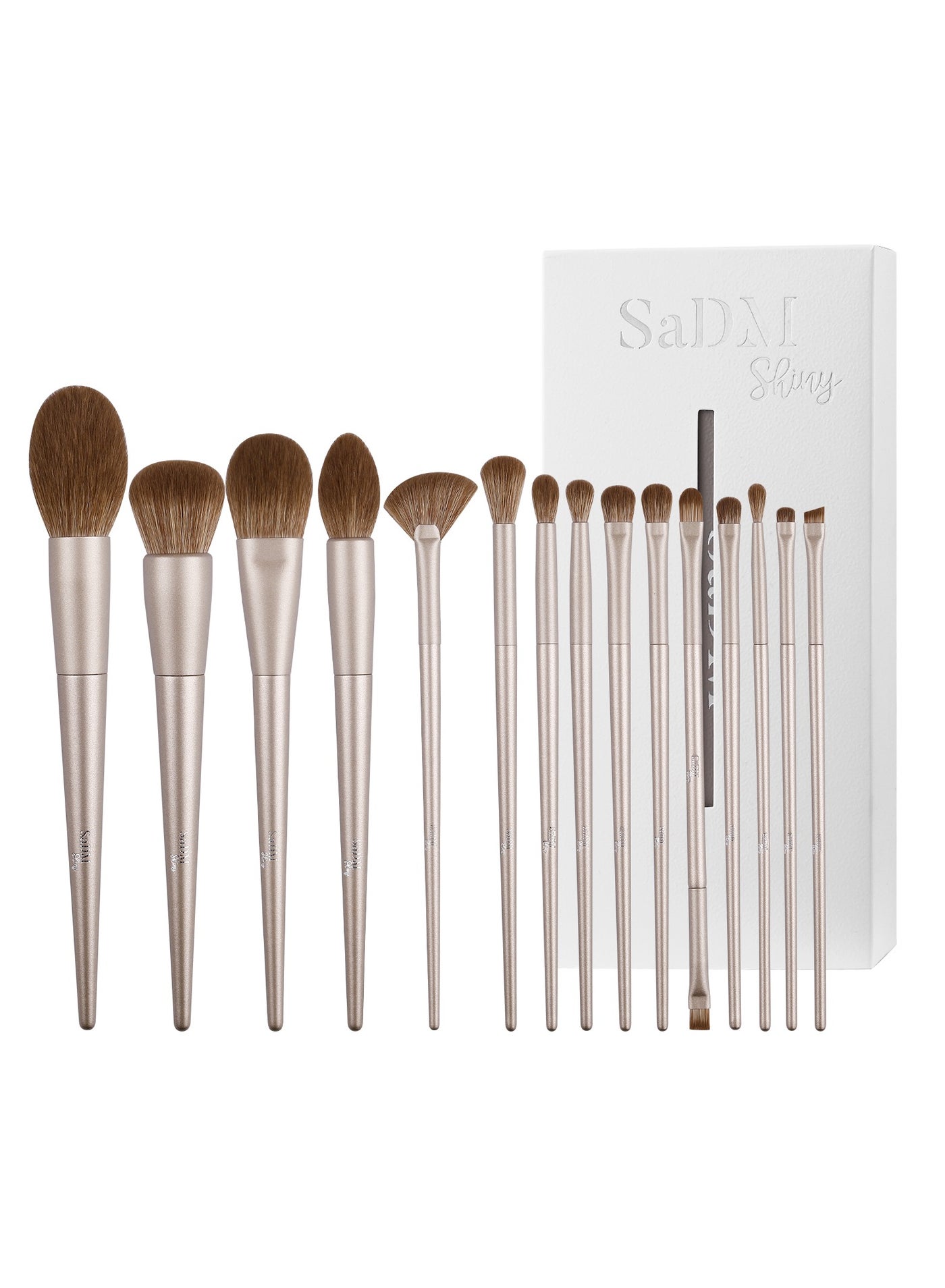 SaDM Shiny 15-Piece Professional Makeup Brush Set – Complete Face & Eye Brush Collection for Every Look