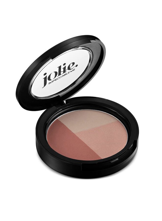 Jolie Cheek Contour Trio - Blush - Highlight - Contour - Matte Finish - Gentle Formula - Vegan (Coral)