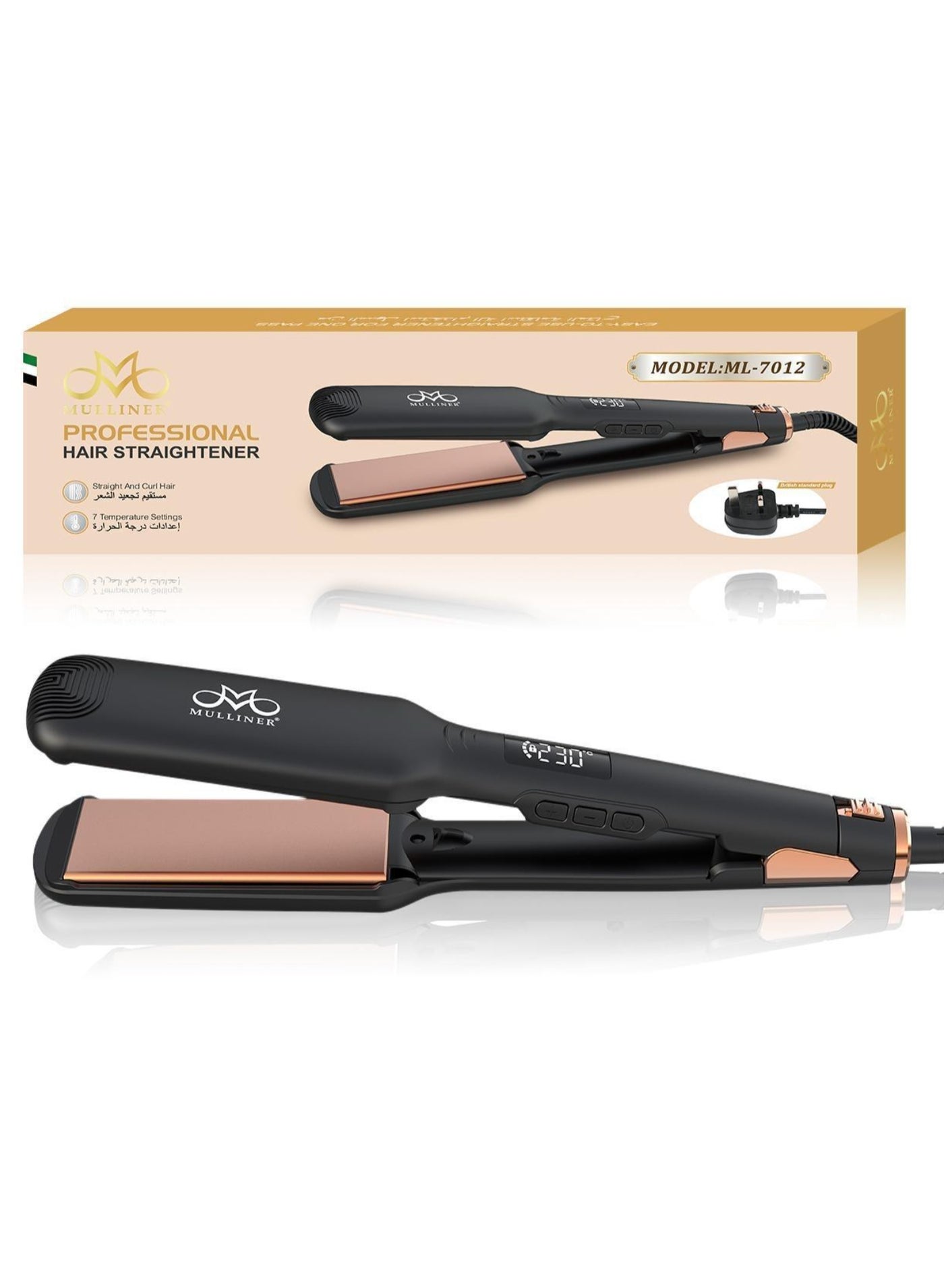 Mulliner Professional Hair Straightener All in one Ergonomic Design ML-7012