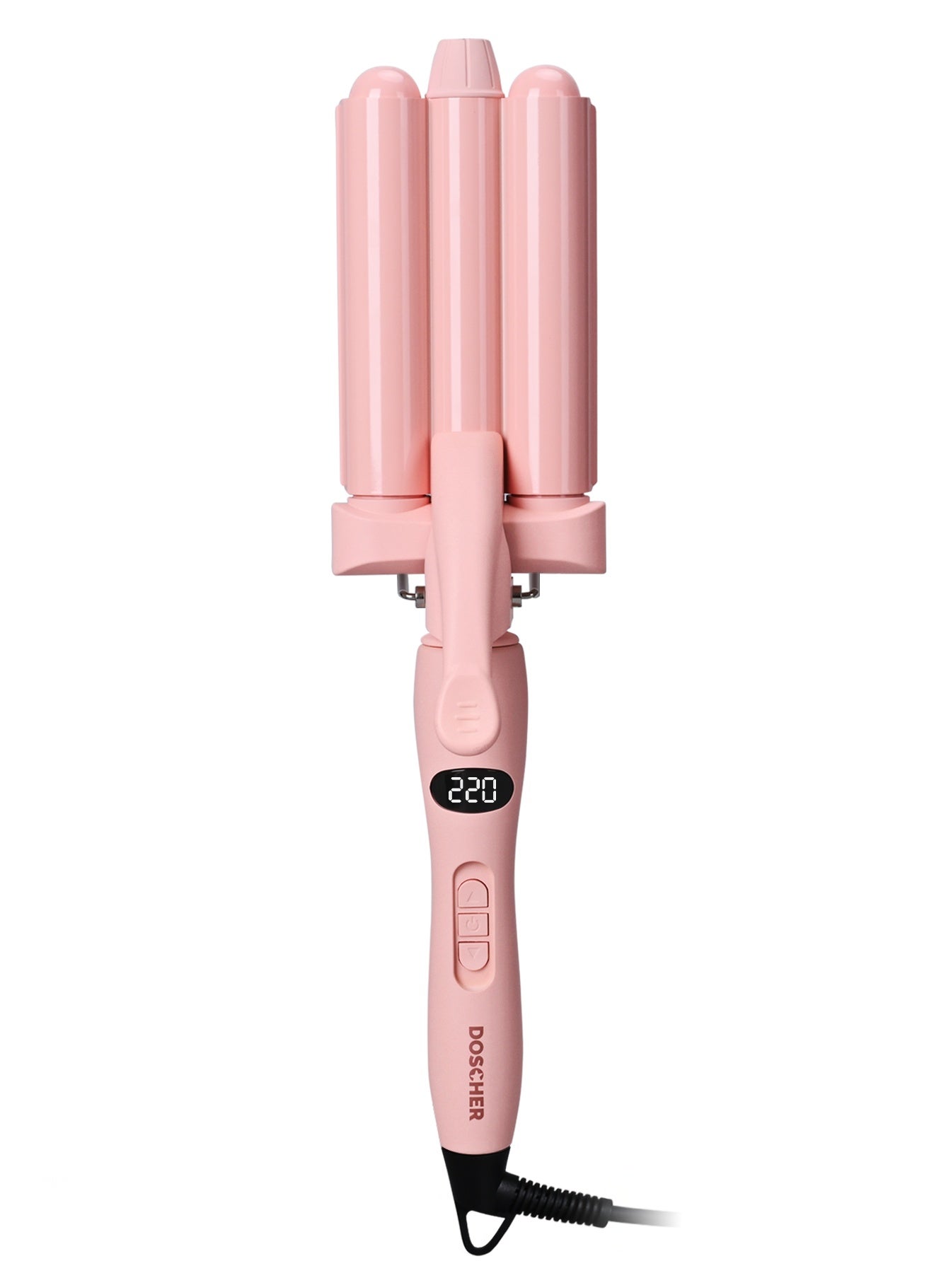 220°C Ceramic Hair Curler with LED Display – PTC Fast Heating 3 Barrel Curling Iron for Soft Waves