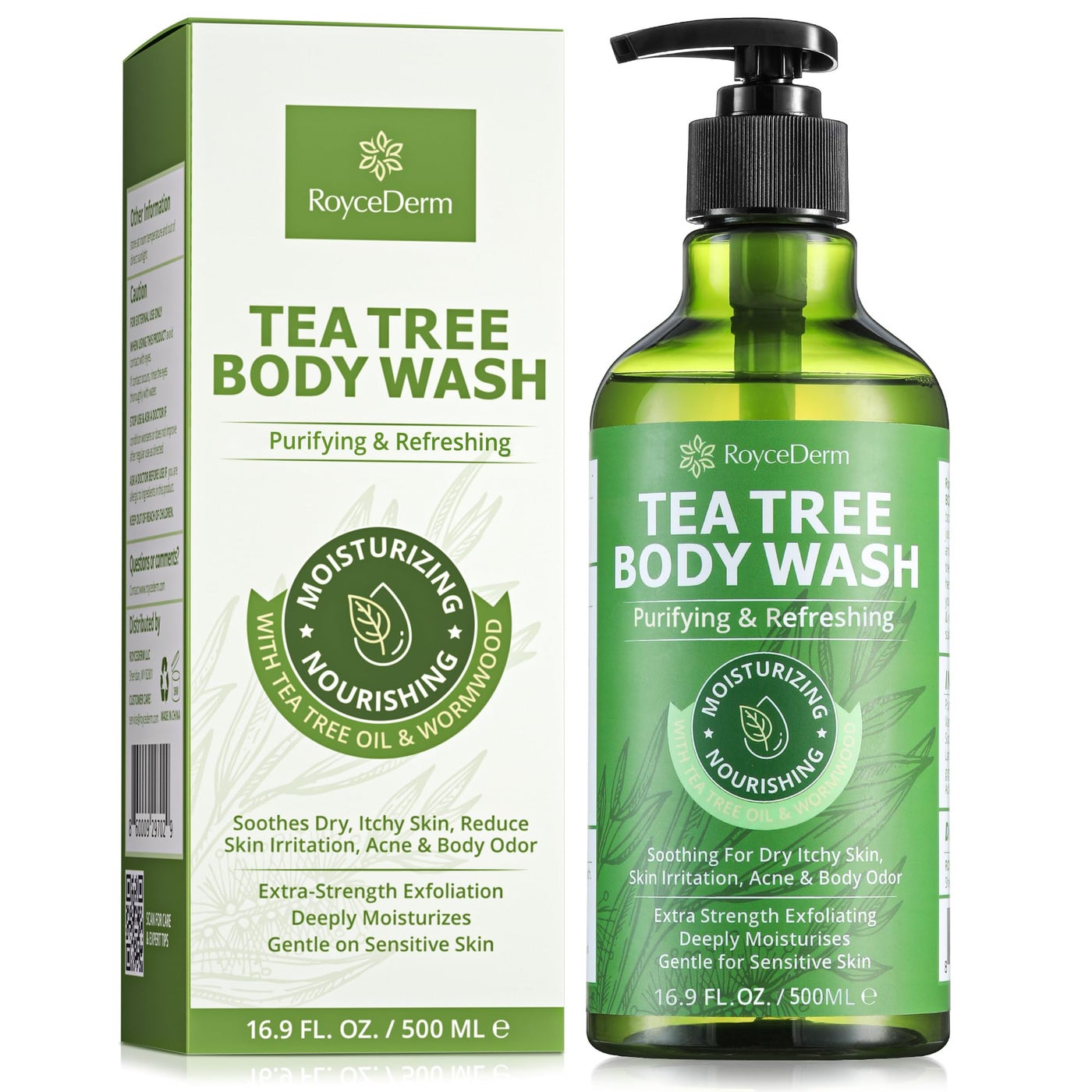 Roycederm Antifungal Body Wash & Soap, Antibacterial, Tinea Versicolor, Tea Tree Body Wash, Back Acne, Folliculitis, For Jock Itch, Athletes Foot, Body Odor, Ringworm