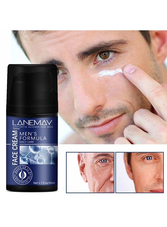 Men's Face Cream, Men's Anti-Aging and Wrinkle Cream with Collagen, Hyaluronic Acid, Vitamin E, Men's Dark Spot Remover and Eye Bag Treatment (50ml)