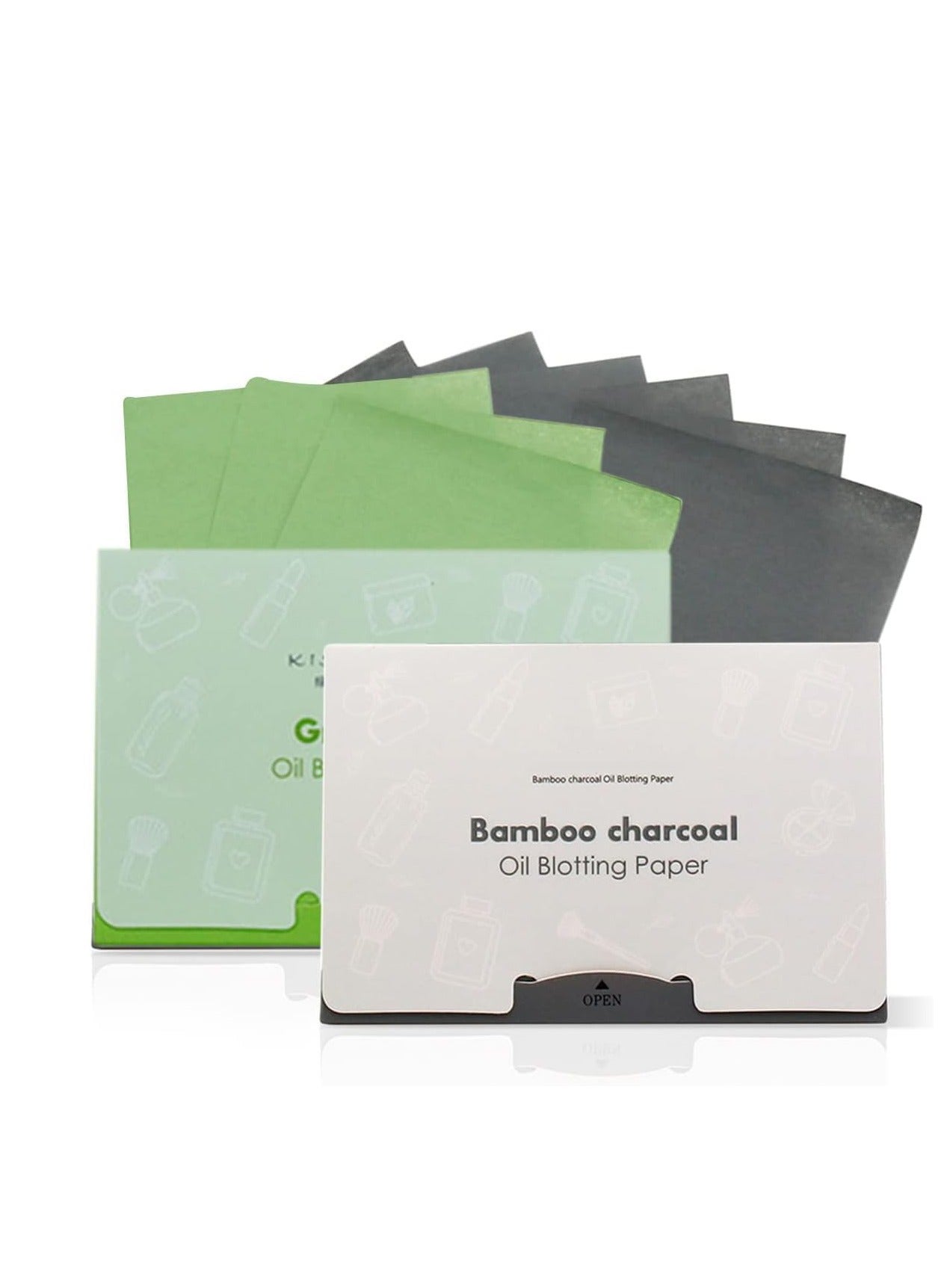 200Counts Oil Blotting Paper, Green Tea  Sheets for Oily Skin, Natural Bamboo Charcoal Unisex Control Film Men and Women Easy Take Out Design, Premium Absorbing
