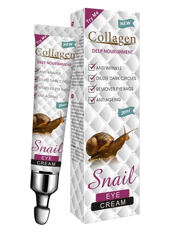 20ml Collagen Snail Eye Bags Under Eye Cream Dark Circle Removal Eye Cream