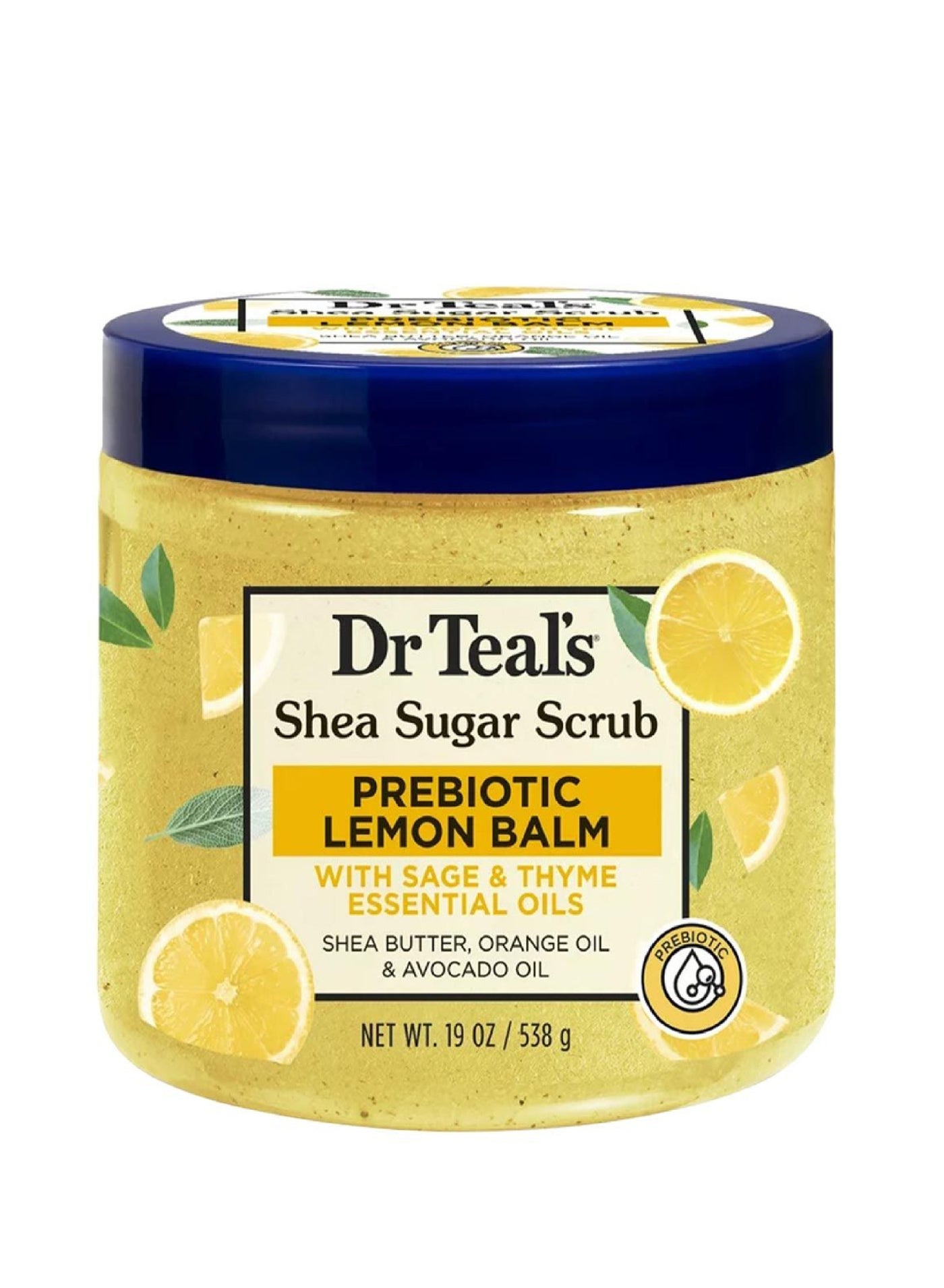 DR.TEALS SHEA SUGAR SCRUB PREBIOTIC LEMON BALM W/SAGE&THYME 538G