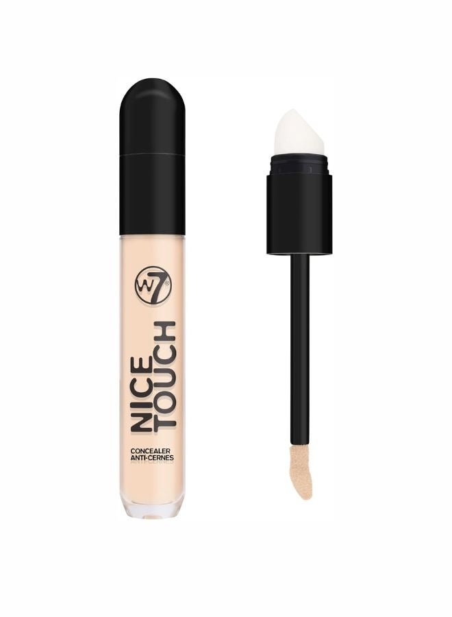 W7 Nice Touch Concealer - Fair Ivory - Brighten the Eye Area & Conceal Blemishes - Medium Coverage - 2-in-1 Sponge Stick Applicator and Blending Sponge - Vegan Makeup