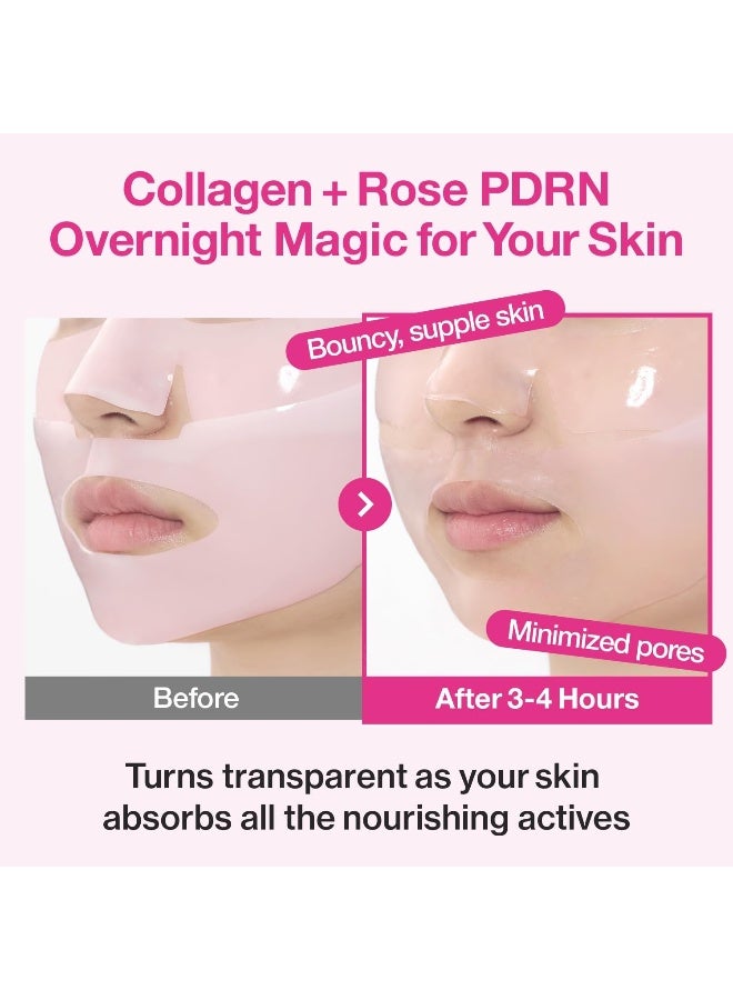 No.2 Sheet Mask |Overnight Face Mask | Rose PDRN Overnight Collagen Mask | Korean Glass Skin Essential | Elasticity, Hydrating, Firming, Enlarged Pores | Collagen, Peptides, PDRN | 37g, 4ea - image 3
