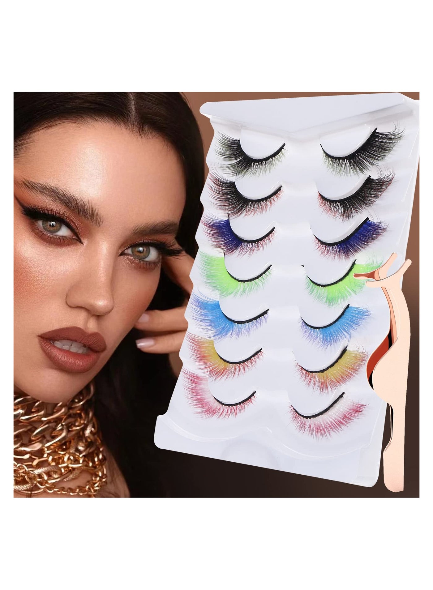 7 Pairs Colored Cat Eye False Eyelashes, Wings Cat Eye Lashes Natural Look Fox Eyelashes Adhesives Makeup Eye  Lashes Extension Fairy Eyelash