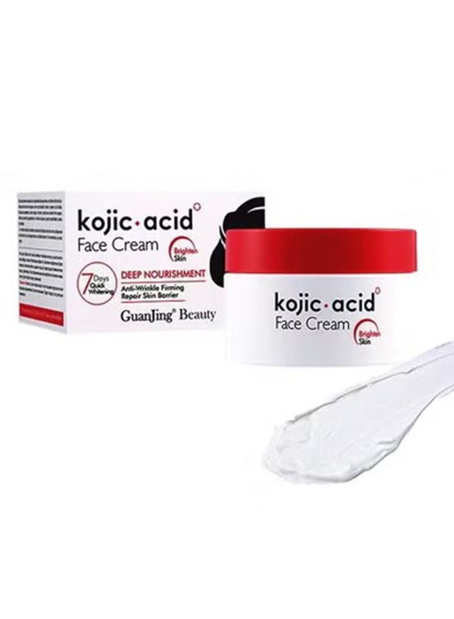 Kojic Acid Face Cream 50g, Moisturizing Hydrate and Nourish the Skin, Lightweight Non-Greasy Deep Penetration Anti-Aging，Spots Or Acne Scars In A Effective Way