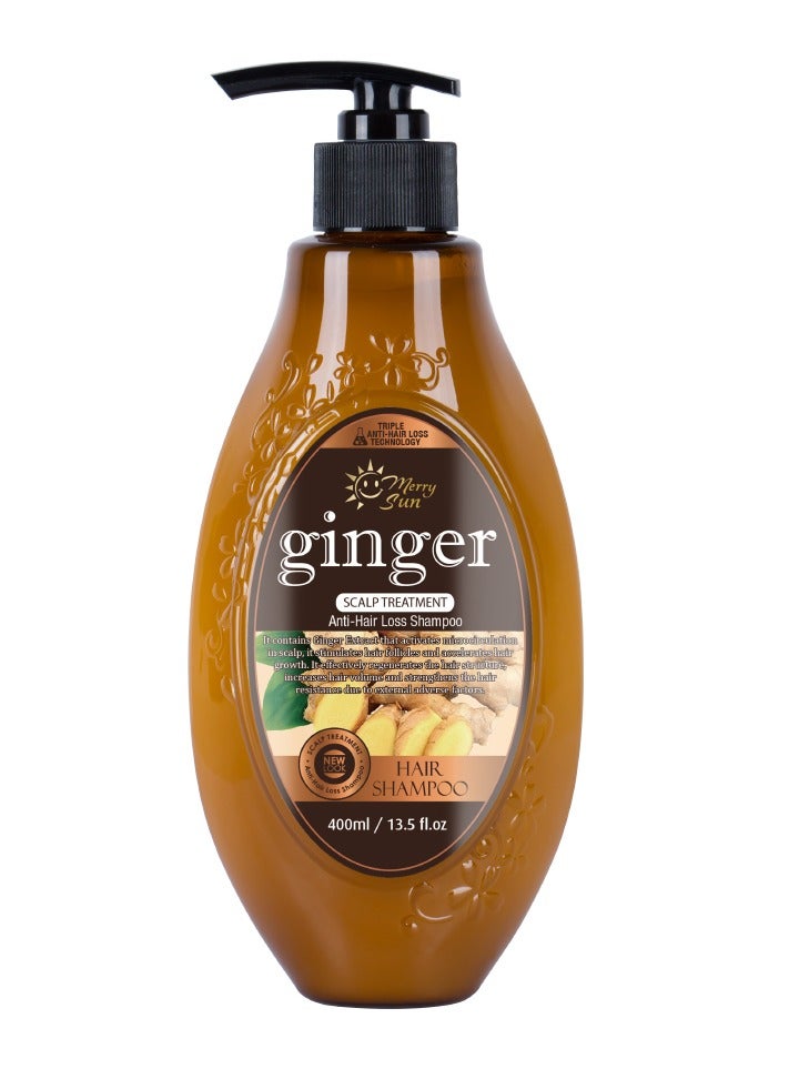 Ginger Anti-Hair Loss Shampoo – Scalp Treatment for Hair Fall Control & Regrowth – Nourishing Herbal Formula – 400ml