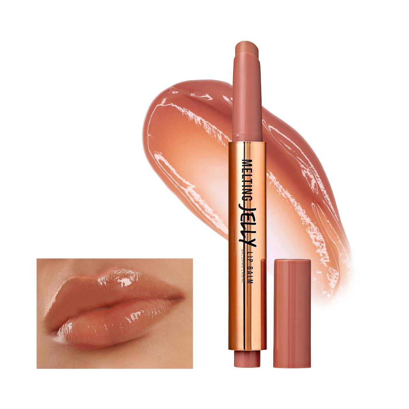 KISS NEW YORK Professional Melting Jelly Lip Balm, High Shine & Moisturizing Lip Stick, Long Lasting, Plumping Effect Look, Non-Sticky & Not Cakey, Easy Application & Natural Coverage (Coconut)