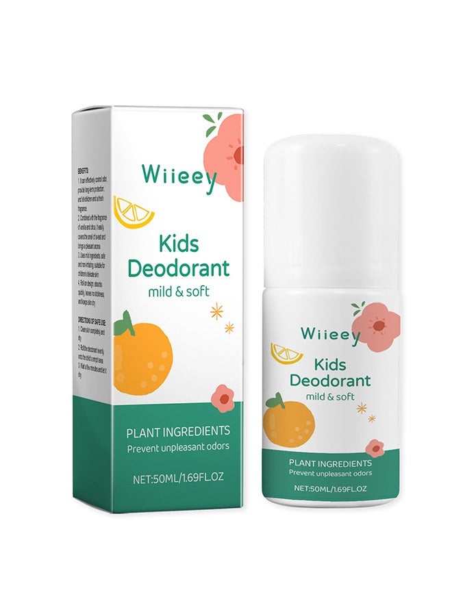 Kids Deodorant, Natural Deodorant, Aluminum Free Deodorant for Kids & Teens, Paraben Free, 24 Hours Odor Protection, Clean Fresh Scent, Hypoallergenic Deodorant, 50ml