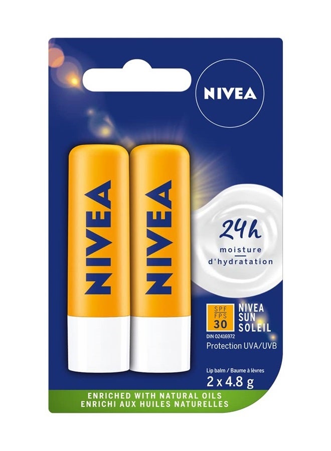 Sun Caring Lip Balm Sticks with SPF 30, Duo Pack (2 x 4.8 g)(Imported from Canada)