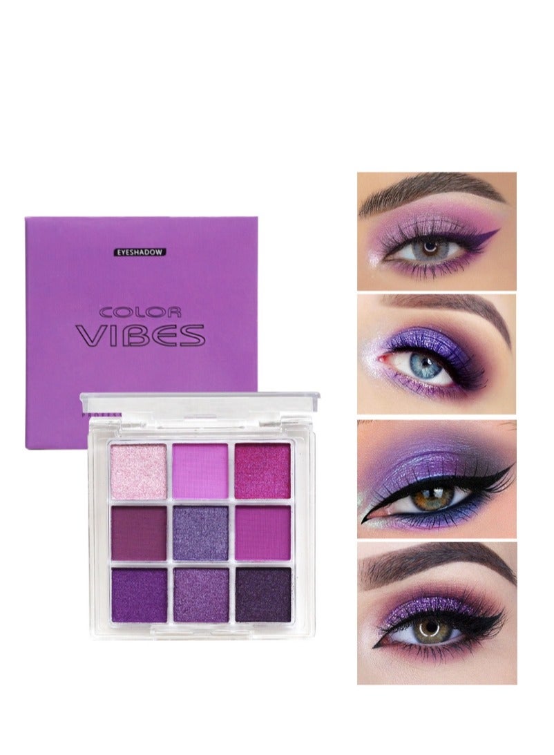 9 Colors Eyeshadow Palette, Glitter Eye shadow Makeup,Purple Series Eyeshadow Shiny Sparkle Shimmer Waterproof Pallete,Glitter Eye Eyeshadow Make Up