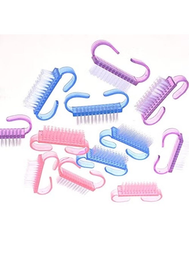 12Pc Handle Grip Nail Brush, Fingernail Scrub Cleaning Brushes For Toes And Nails Cleaner, Pedicure Brushes For Men And Women Pink