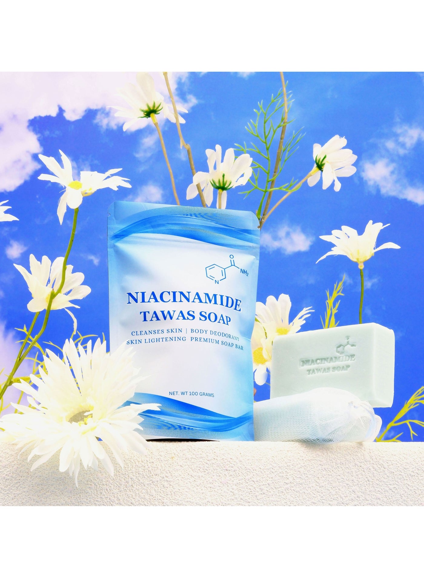 Niacinamide Tawas Soap Body Deodorant Skin Lightening Premium Soap Bar 100g
