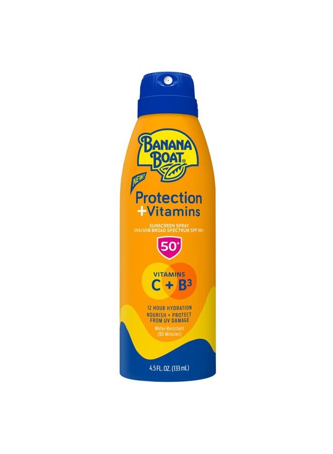 Protection Sunscreen Spray SPF 50 | Moisturizing Sunscreen with Vitamin C & Niacinamide, 4.5 oz