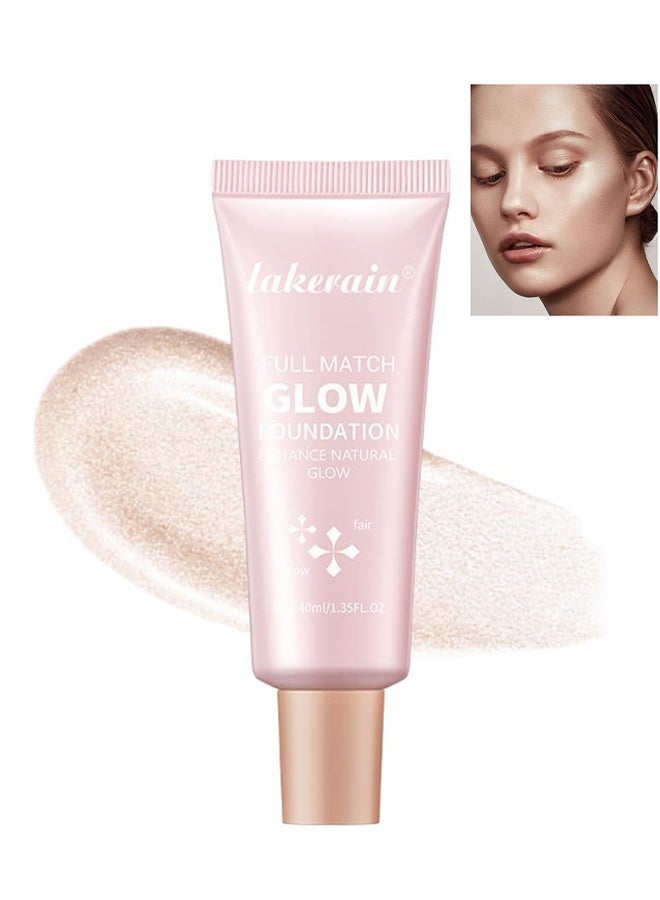 Full Match Glow Foundation, Enhance Foundation Natural Glow, Professional Coverage for a Flawless Look #01 Fair （40ml ）