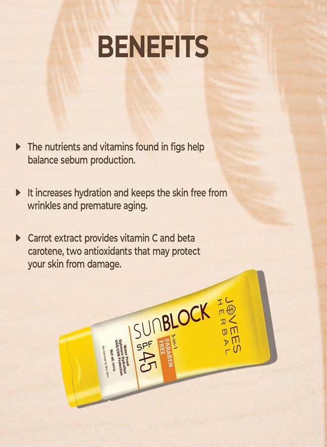 Jovees Herbal Sunblock SPF 45 100ml | Broad Spectrum UVA/UVB Protection | Non-Greasy, Lightweight Formula | Sunscreen For All Skin Types - image 3